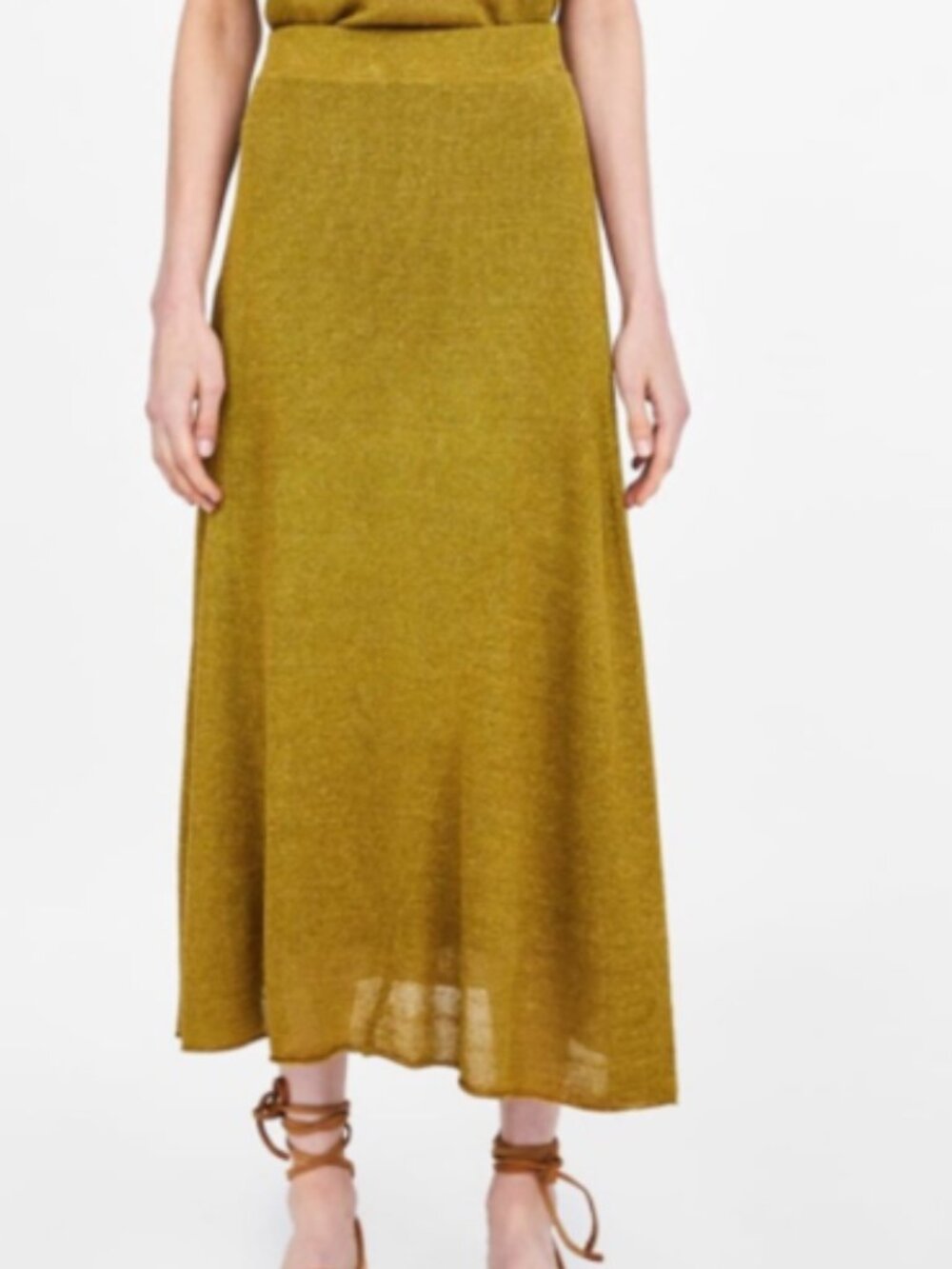 Zara Knit Rustic Asymmetric Skirt Knit Pull On Elastic Waist Women's Small